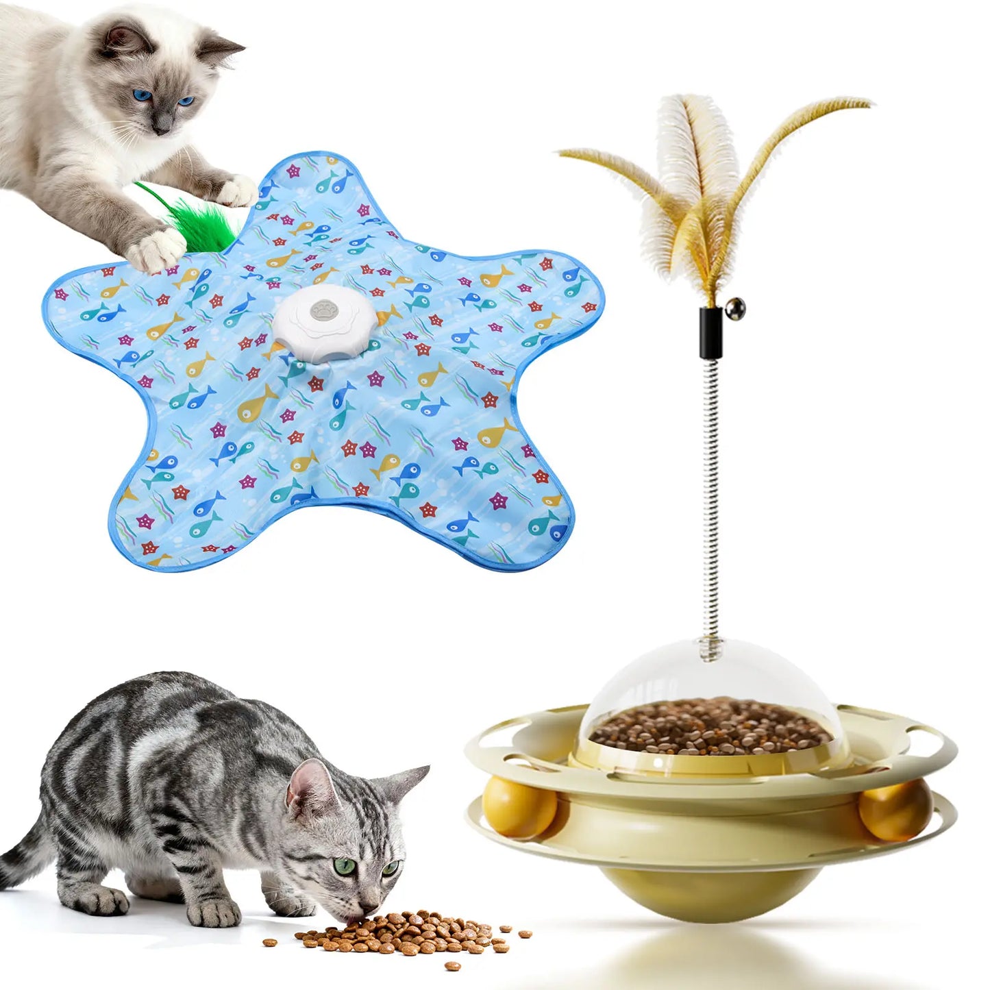 Interactive Unpredicatable Moving Feather Hunting Cat Toy , Hide and Seek Rechargeable Cat Toy for Bored Cat,Automatic Chargeable,Indoor Exercise & Boredom Relief for All Breeds Cats