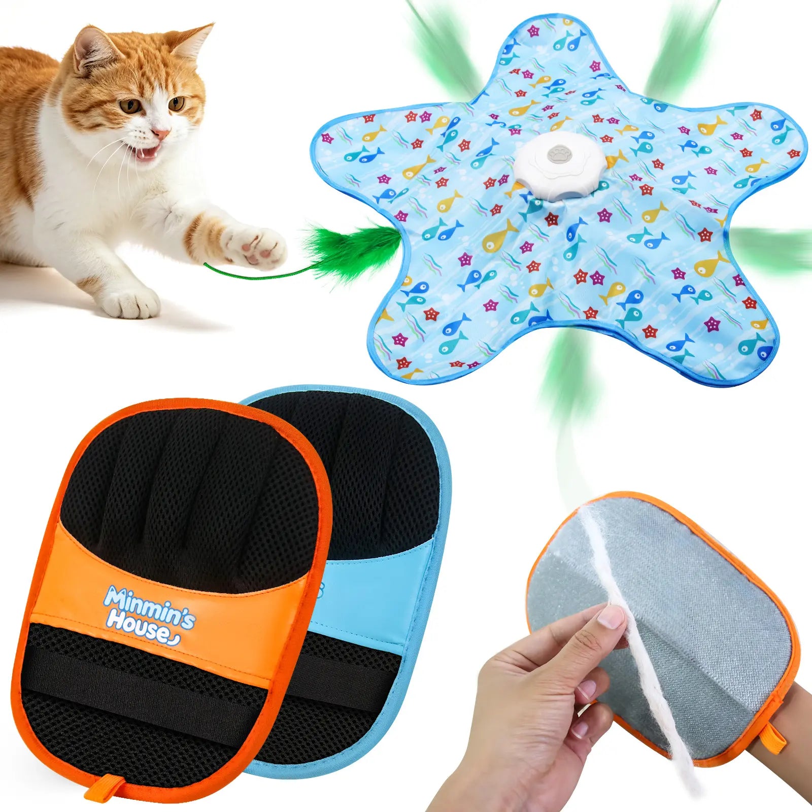 Interactive Unpredicatable Moving Feather Hunting Cat Toy , Hide and Seek Rechargeable Cat Toy for Bored Cat,Automatic Chargeable，Indoor Exercise & Boredom Relief for All Breeds Cats